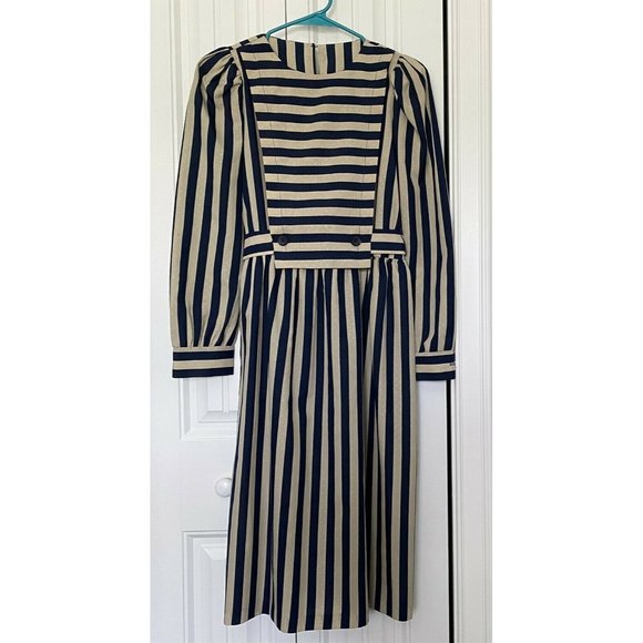 Vicki Vaughn Junior Dress Nautical Sailor Tabard Striped Union Made USA - Picture 1 of 10